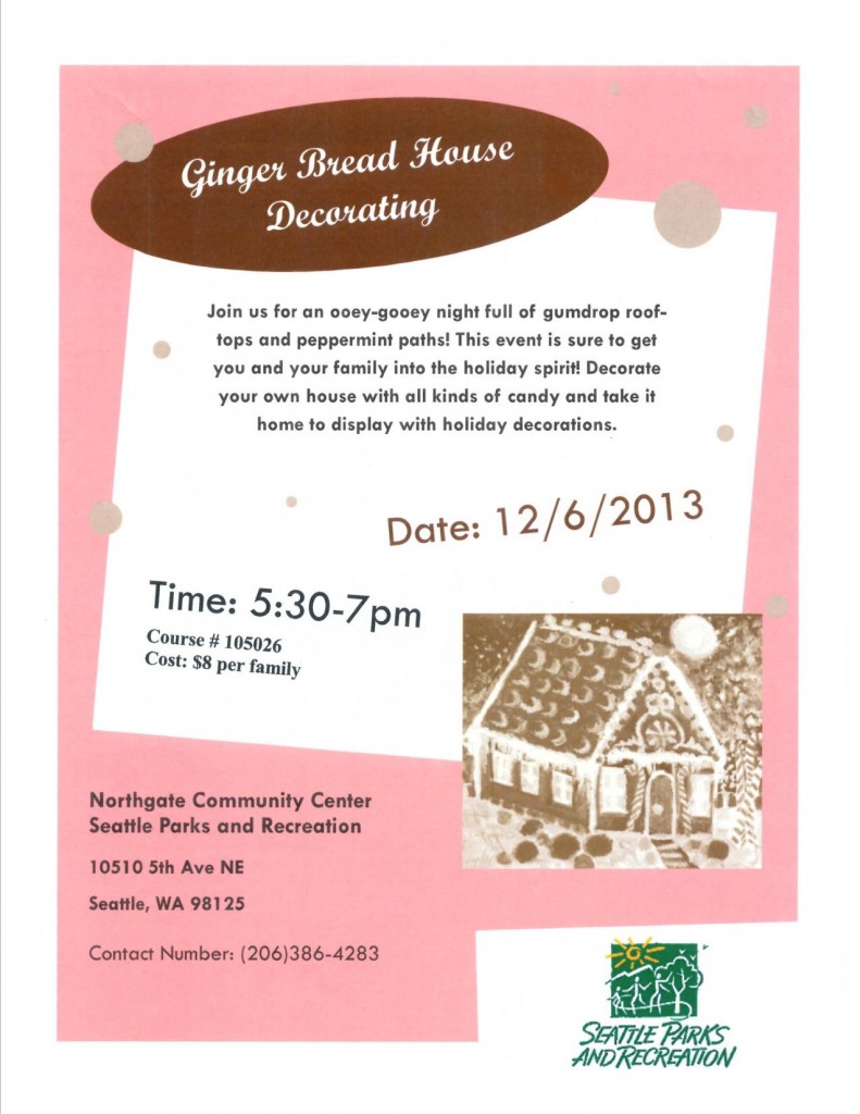 Northgate CC - Gingerbread House building flyer