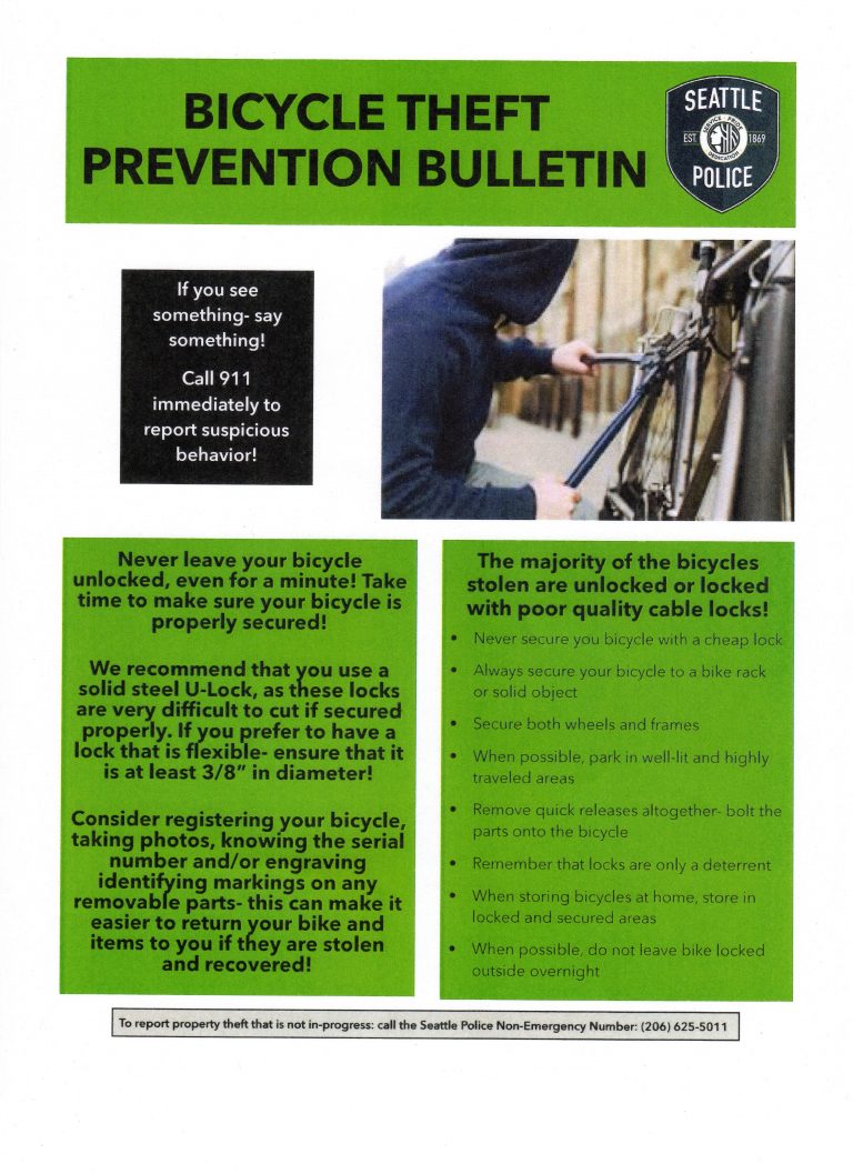 Bicycle Theft Prevention Bulletin From SPD « Pinehurst Seattle
